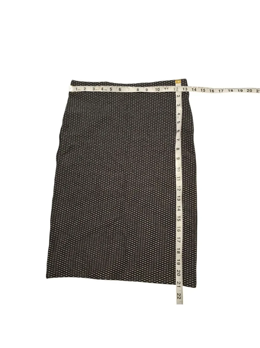 LOFT Houndstooth Black White Pencil Pull On Skirt Petite XSP